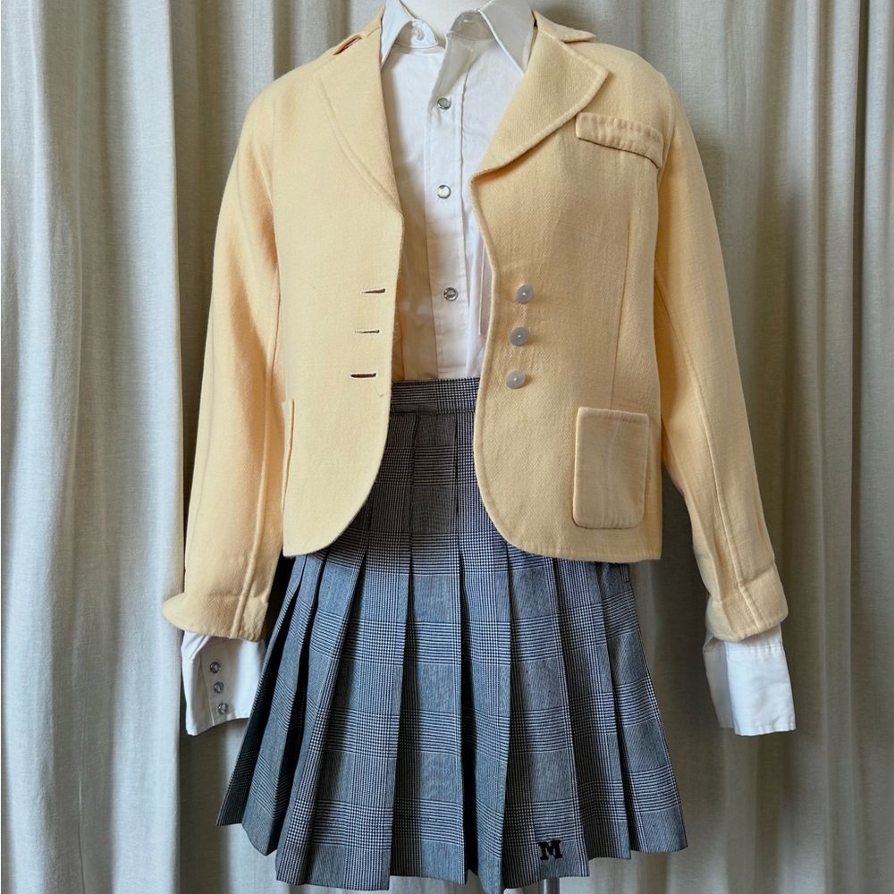 Vintage blazer cropped Butter Yellow wool preppy aesthetic